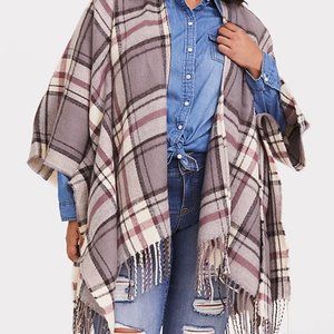Torrid Mauve and Grey Plaid Ruana